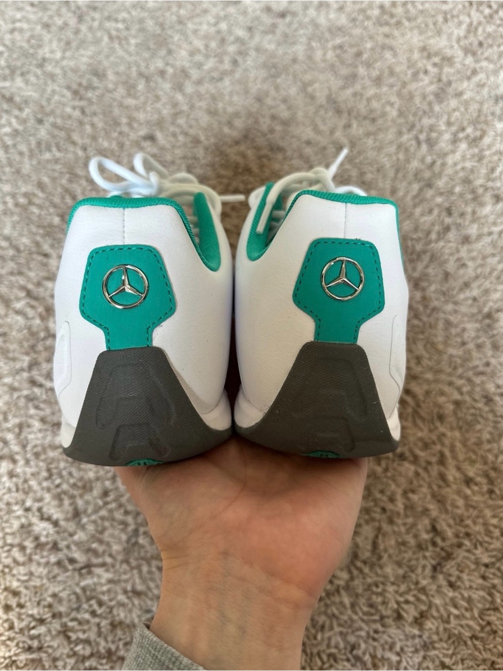 Puma AMG Mercedes White Sneakers with Teal Inner Lining - Picture 2 of 4